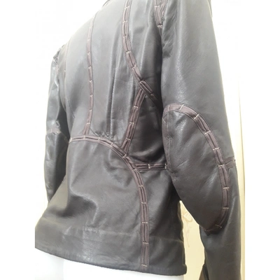 Pre-owned Wunderkind Leather Biker Jacket In Brown
