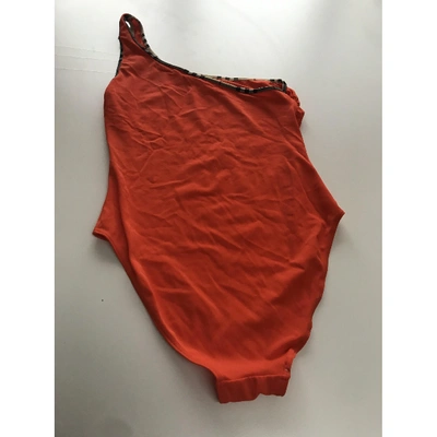 Pre-owned Burberry One-piece Swimsuit In Orange