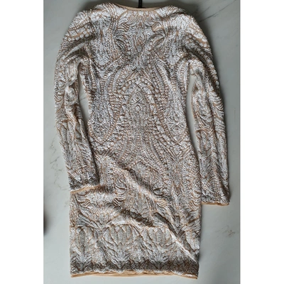Pre-owned Bcbg Max Azria Glitter Mini Dress In Beige