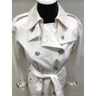 Pre-owned Gucci Trench Coat In White