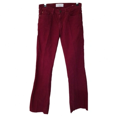 Pre-owned Acquaverde Burgundy Cotton Trousers