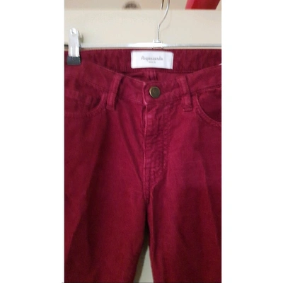 Pre-owned Acquaverde Burgundy Cotton Trousers