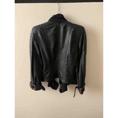 Pre-owned Mangano Leather Biker Jacket In Black