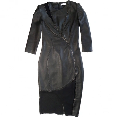 Pre-owned Altuzarra Leather Mid-length Dress In Black