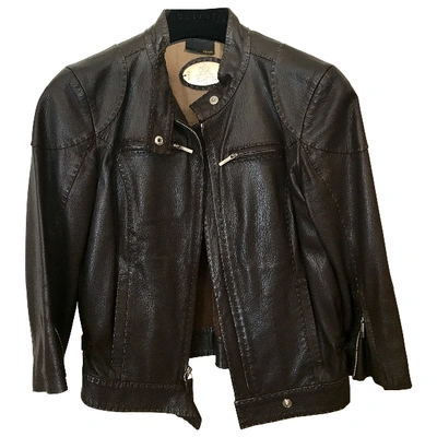 Pre-owned Fendi Leather Biker Jacket In Brown