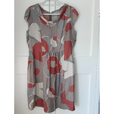 Pre-owned Nicole Farhi Silk Mid-length Dress In Grey