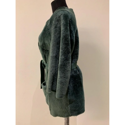 Pre-owned By Malene Birger Green Shearling Coat
