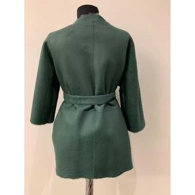 Pre-owned By Malene Birger Green Shearling Coat