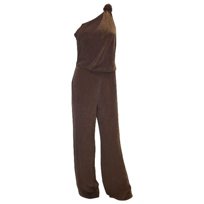 Pre-owned Max Mara Silk Jumpsuit In Brown