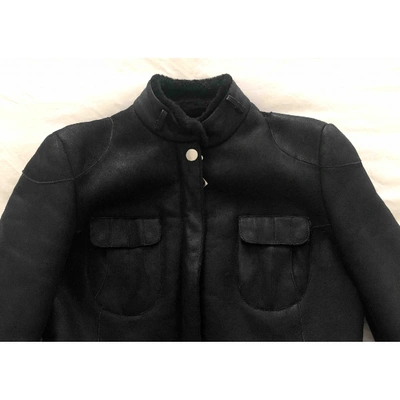 Pre-owned Bruno Magli Black Shearling Leather Jacket