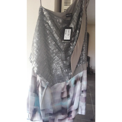 Pre-owned Emporio Armani Silk Mini Dress In Grey