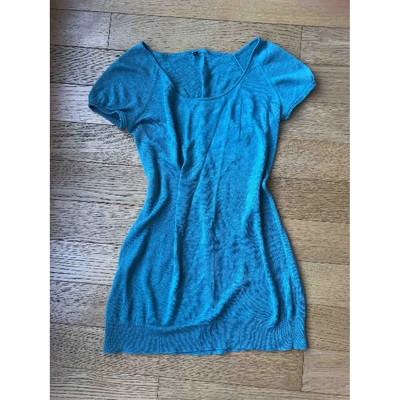 Pre-owned Loro Piana Linen Mini Dress In Turquoise