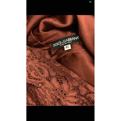 Pre-owned Dolce & Gabbana Lace Mini Dress In Burgundy