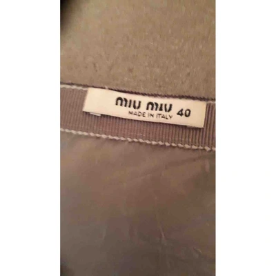 Pre-owned Miu Miu Silk Mid-length Skirt In Grey