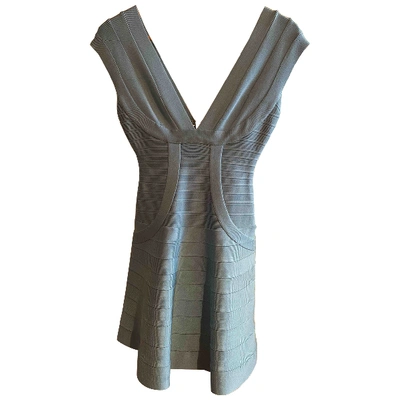 Pre-owned Herve Leger Mini Dress In Turquoise