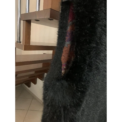 Pre-owned Bark Faux Fur Coat In Black