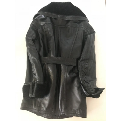 Pre-owned Versace Leather Biker Jacket In Black