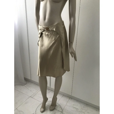 Pre-owned Valentino Silk Mid-length Skirt In Gold