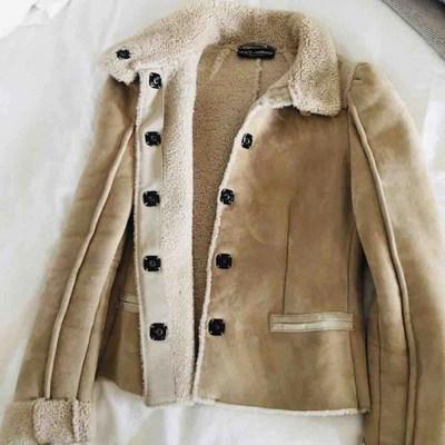 Pre-owned Dolce & Gabbana Beige Mongolian Lamb Jacket