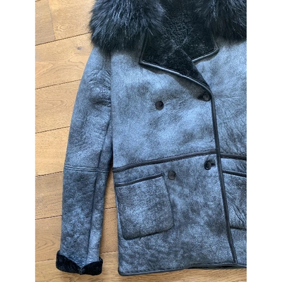 Pre-owned American Retro Grey Fur Coat