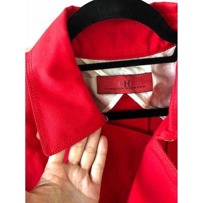 Pre-owned Carolina Herrera Red Cotton Trench Coat