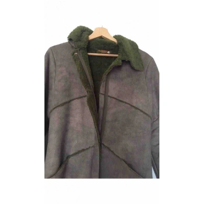 Pre-owned Acquaverde Green Faux Fur Coat