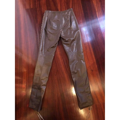 Pre-owned Trussardi Leather Straight Pants In Brown