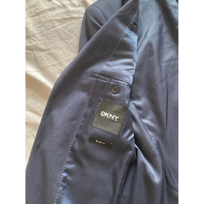 Pre-owned Dkny Wool Suit Jacket In Navy