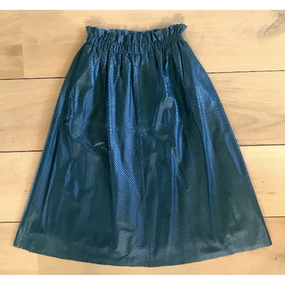 Pre-owned By Malene Birger Leather Mid-length Skirt In Green