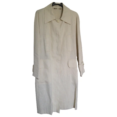 Pre-owned Gucci Linen Trench Coat In Beige