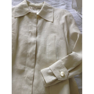 Pre-owned Gucci Linen Trench Coat In Beige