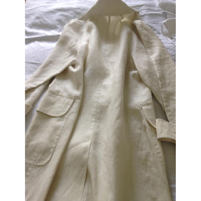 Pre-owned Gucci Linen Trench Coat In Beige