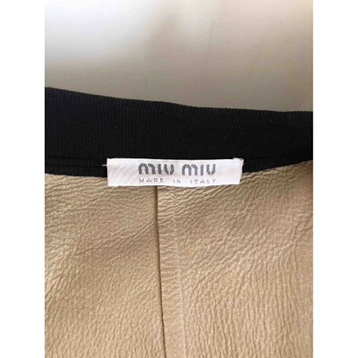 Pre-owned Miu Miu Leather Biker Jacket In White