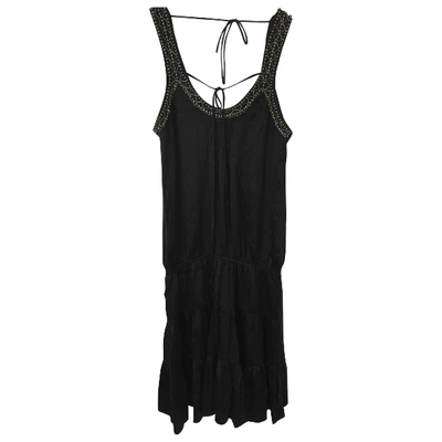 Pre-owned Sandro Silk Mid-length Dress In Black