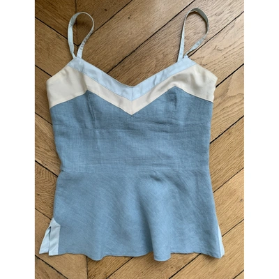 Pre-owned Tara Jarmon Linen Camisole In Blue