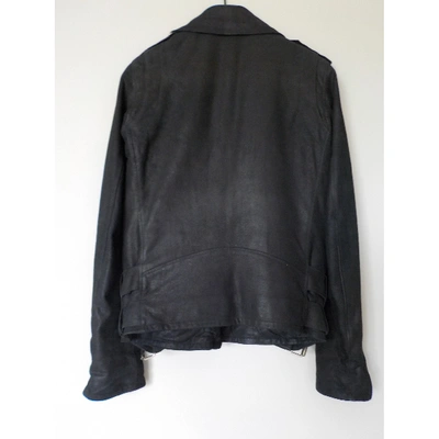 Pre-owned Balmain Leather Biker Jacket In Black
