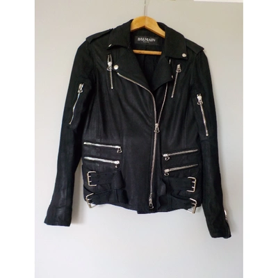 Pre-owned Balmain Leather Biker Jacket In Black