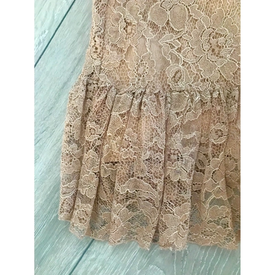Pre-owned Dolce & Gabbana Lace Mini Dress In Beige