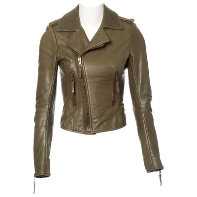 Pre-owned Balenciaga Khaki Leather Leather Jacket