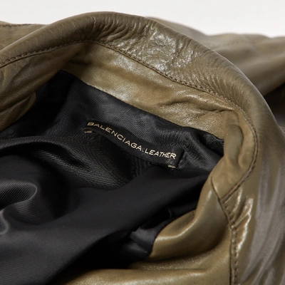 Pre-owned Balenciaga Khaki Leather Leather Jacket