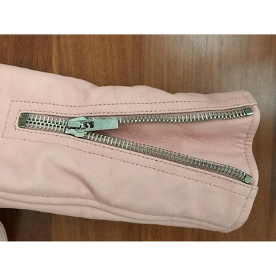 Pre-owned Balenciaga Leather Biker Jacket In Pink