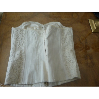 Pre-owned Karen Millen Ecru Cotton  Top