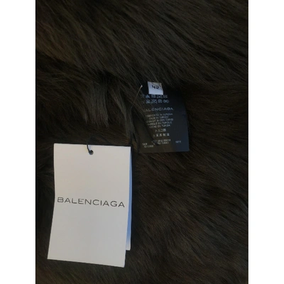 Pre-owned Balenciaga Green Mongolian Lamb Coat