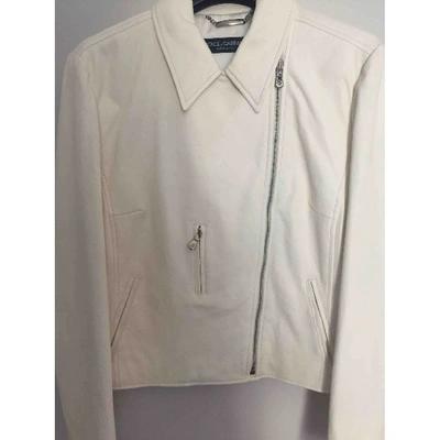 Pre-owned Dolce & Gabbana White Leather Jacket