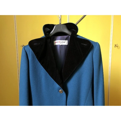 Pre-owned Saint Laurent Blue Wool Coat