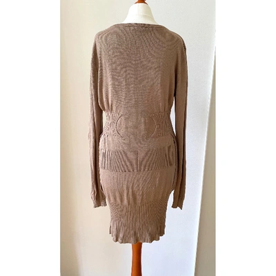 Pre-owned Preen By Thornton Bregazzi Silk Mid-length Dress In Brown