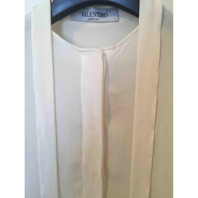 Pre-owned Valentino Silk Dress In White