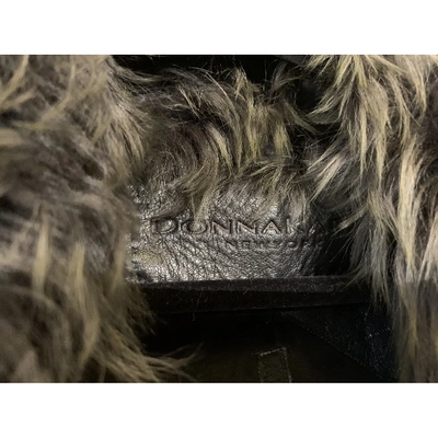 Pre-owned Donna Karan Black Shearling Coat