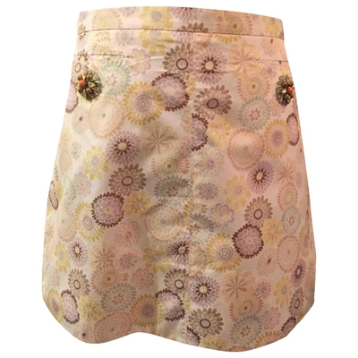 Pre-owned Louis Vuitton Silk Mini Skirt In Ecru