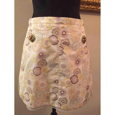 Pre-owned Louis Vuitton Silk Mini Skirt In Ecru